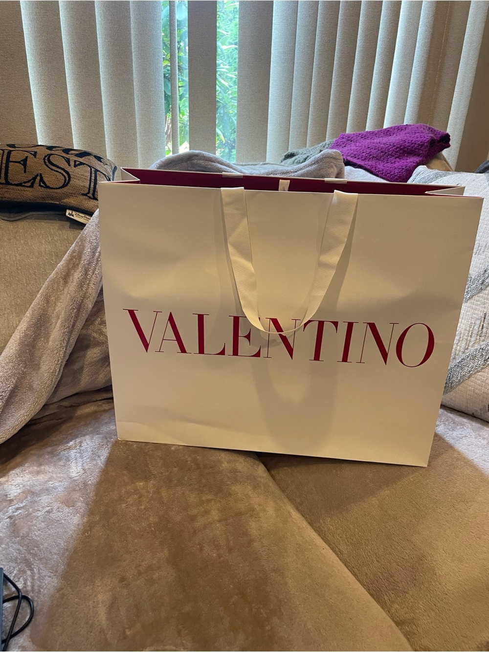 Authentic Valentino large White Shopping Bag with Red Logo